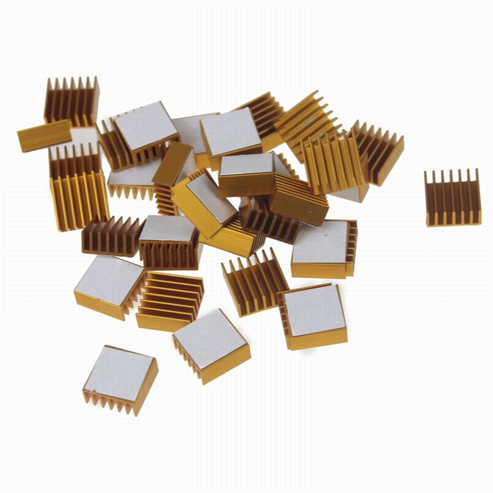 dissipatore di calore di raffreddamento di allumin Dissipatore di calore in alluminio 14x14x6mm dorato 100 pezzi con nastro adesivo 3M for CPU GPU VGA RAM LED IC
