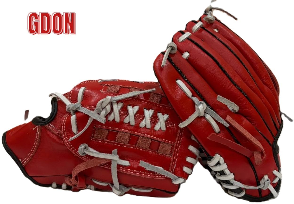 GDON Softball and Baseball Leather Left Hand Glove Color Red 2