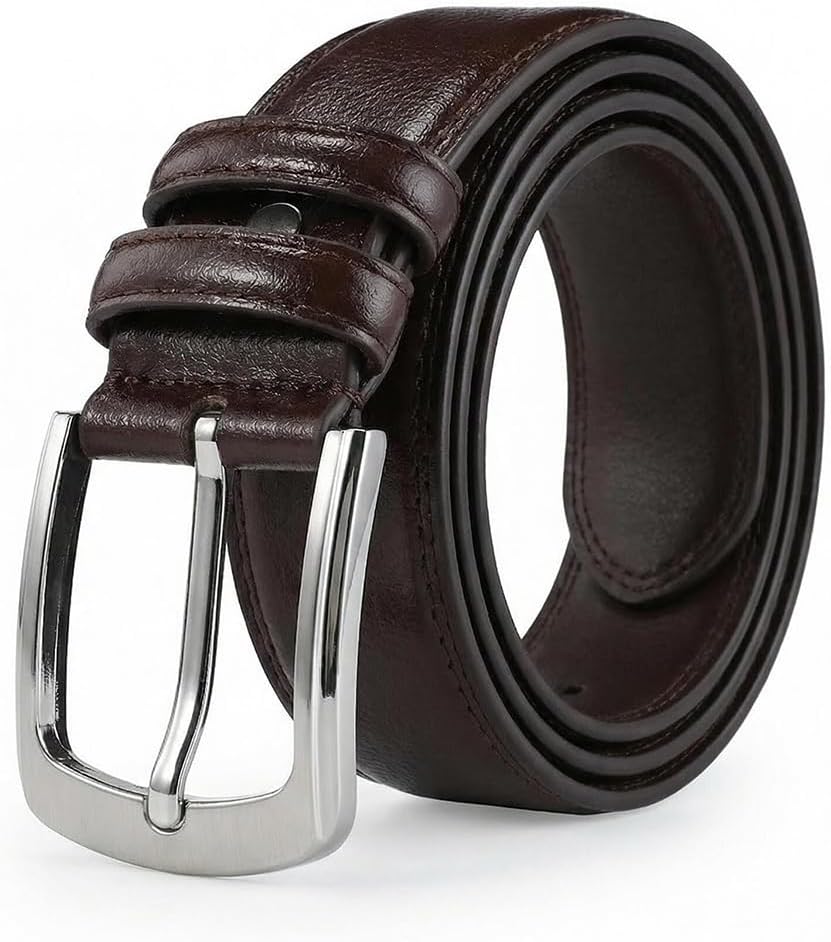 Mens Belts Big and Tall 36"-70" Men Leather Belt Casual Work Dress Belt,Black & Brown Colors