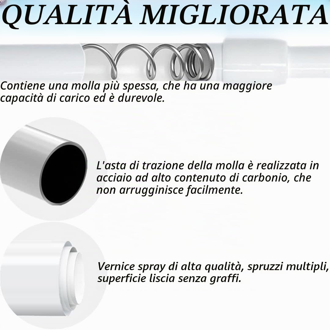 2 unità aste per tende bastoni per tende a pressione Estendibile Bianconon è necessario forare 30-45CM