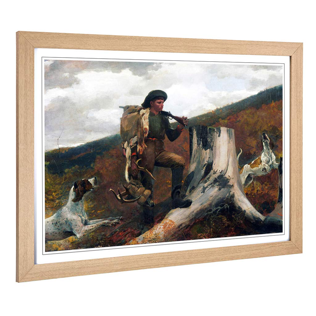Big Box Art Framed Print of Winslow Homer A Huntsman and Dogs Design | Wall Art Picture | Home Decor for Kitchen, Living Room, Bedroom, Hallway, Oak, A2 / 24.5x18 Inch / 62x45cm