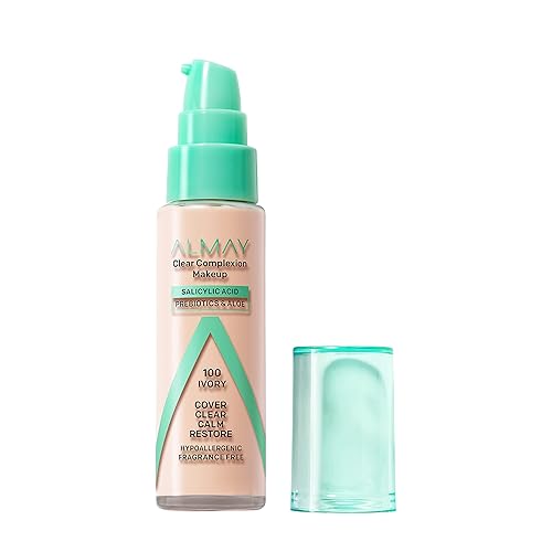 Miniatura 23 de Almay Clear Complexion - Base de maquillaje para acné con ácido salicílico, ligero, cobertura media, hipoalergénico, sin fragancia, para pieles