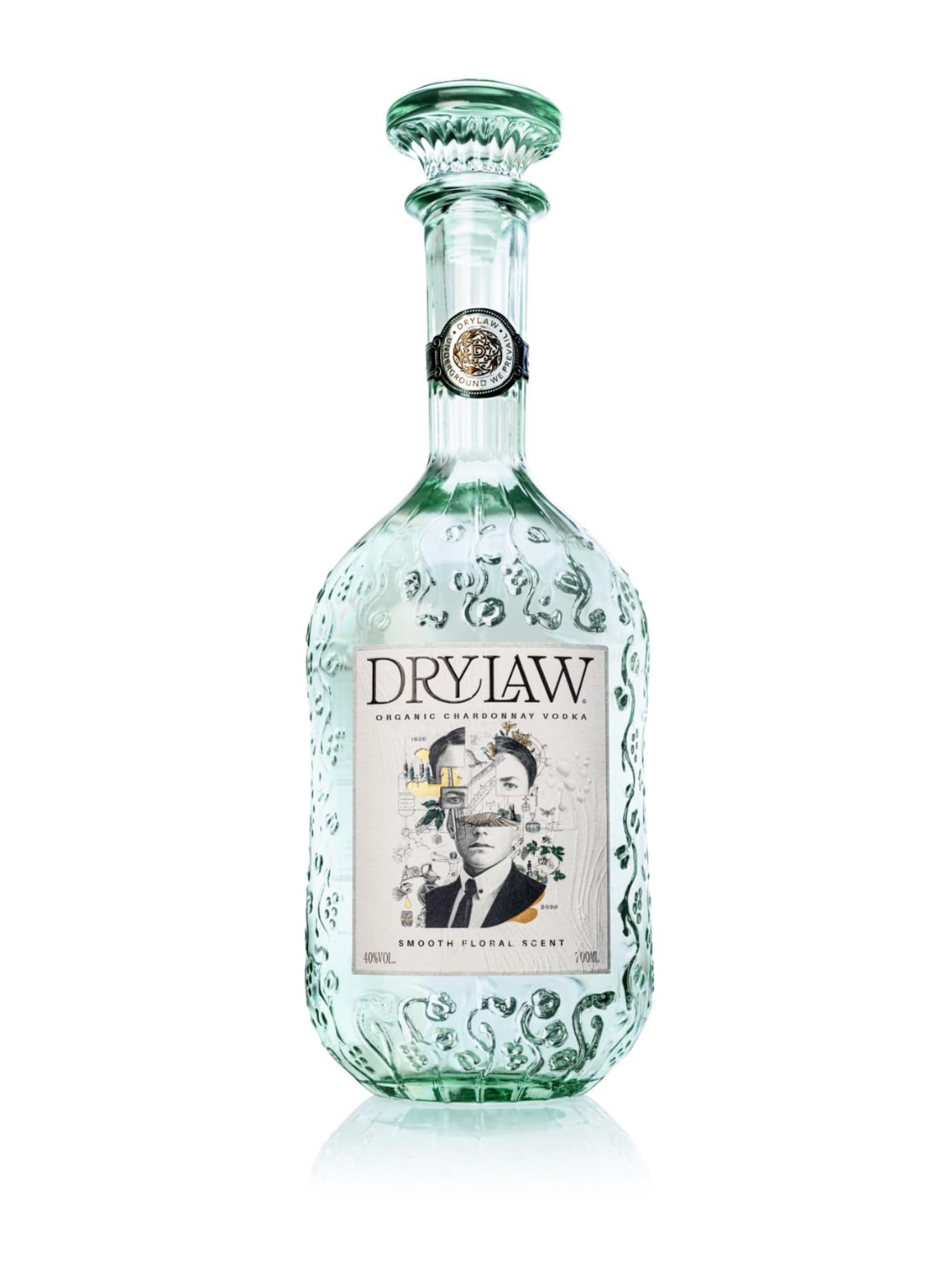 Drylaw Vodka orgánico premium de uvas Chardonnay. Afrutado y floral, con notas de ciruela jugosa, vainilla suave y hierbas frescas. Botella decorativa. Gold en Global Spirits Masters 2024.