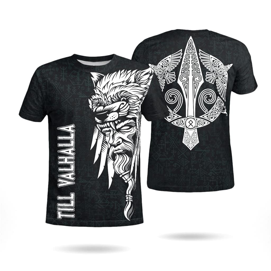 Odin Raven Till Valhalla Tattoos Viking Hoodie, Unisex 3D Print Casual Pullover Sweatshirt Streetwear