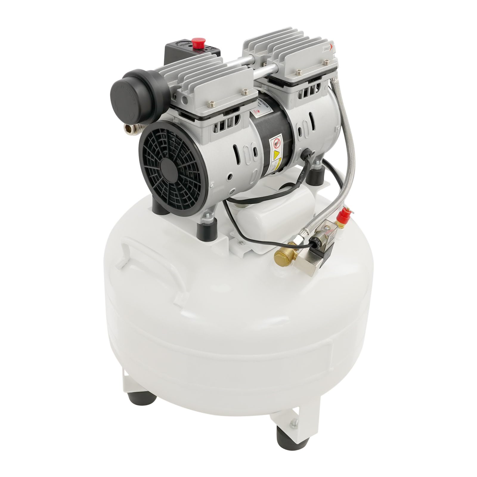 Compressore d'aria portatile, con silenziatore, 550 W, 30 l, motore in rame, funzionamento silenzioso, 65 dB, bianco, per clinica dentale Beauty Salon Industria
