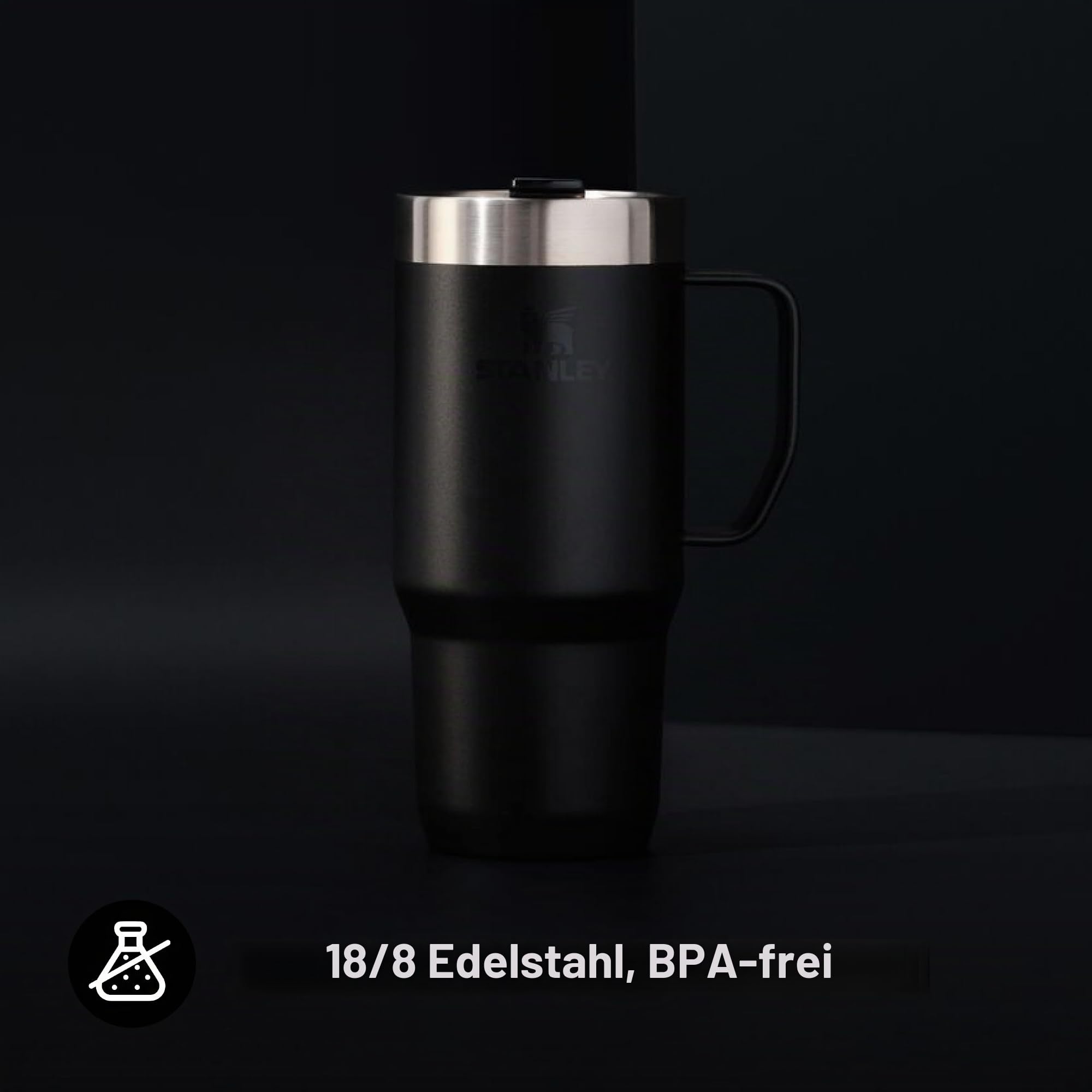 STANLEY 1913 Everyday Suburban Travel Mug 0.47L - Black | Hält 1,5 Std. heiß - Kühlt 5 Std. - 20 Std. eisgekühlt - BPA-frei - Spülmaschinenfest - Edelstahl