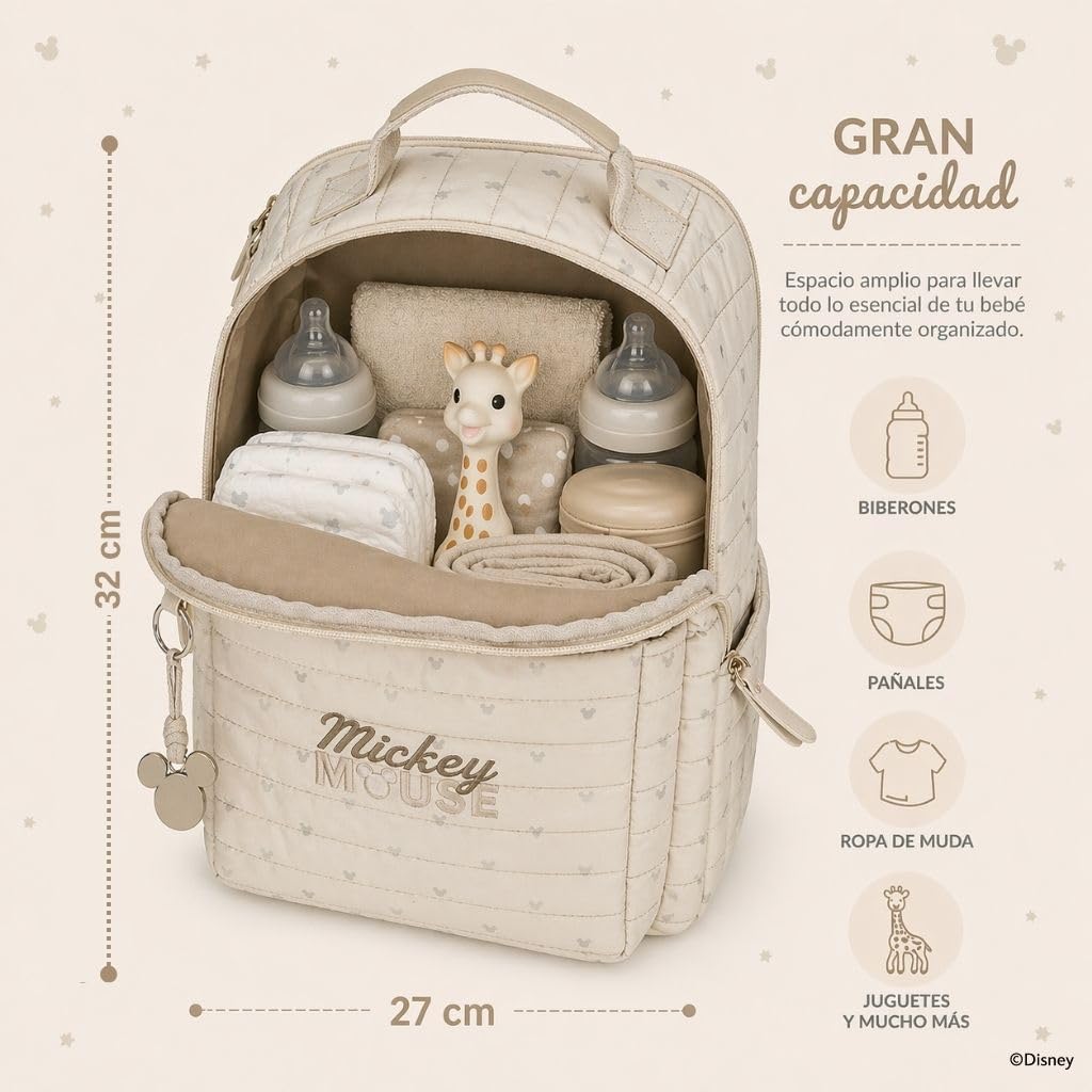 Joumma Disney Duna Mickey Wanderrucksack Beige 27x32x13 cm Polyester 11.2L