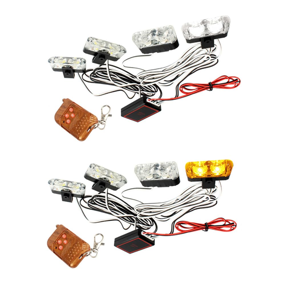 Baceyong Samochodowe światło stroboskopowe 4 x 2 diody LED, z bezprzewodowym pilotem zdalnego sterowania, migające światła 12 V