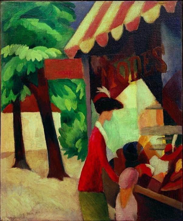 Affiche Toile Devant le magasin de chapeaux par August Macke 60x90cm