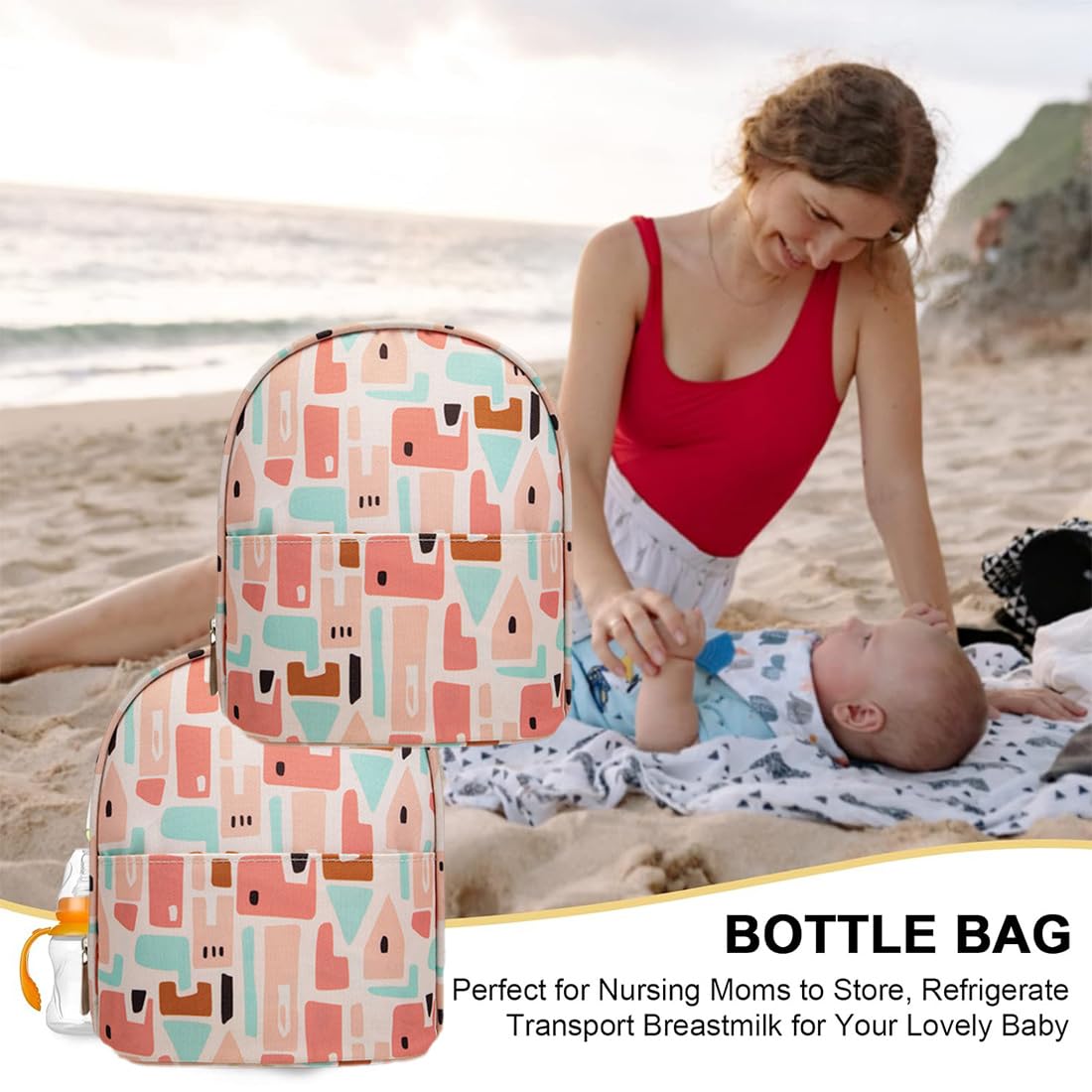 Borsa Termica Biberon per Latte Materno, Borsa Isotermica per Bottiglie, Piccola Borsa Termica Porta Pranzo per Picnic Frutta Mamma