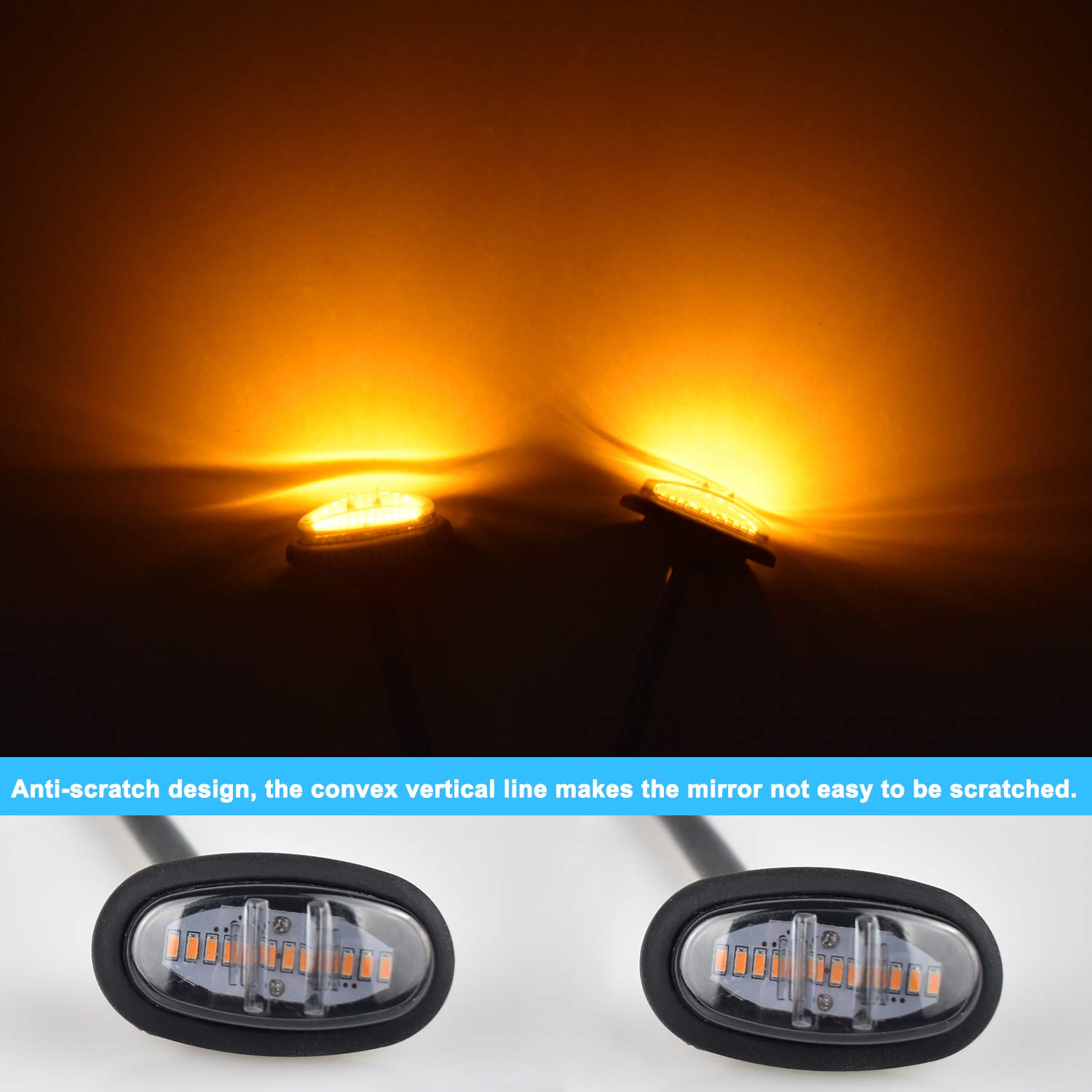 Boigoo Front Fender Flare Light Compatible with Ford F150 Raptor F150 F250 F350, Trucks/Pickup Side Marker Lights - Amber Lights Smoked Lens 12LED Super Bright