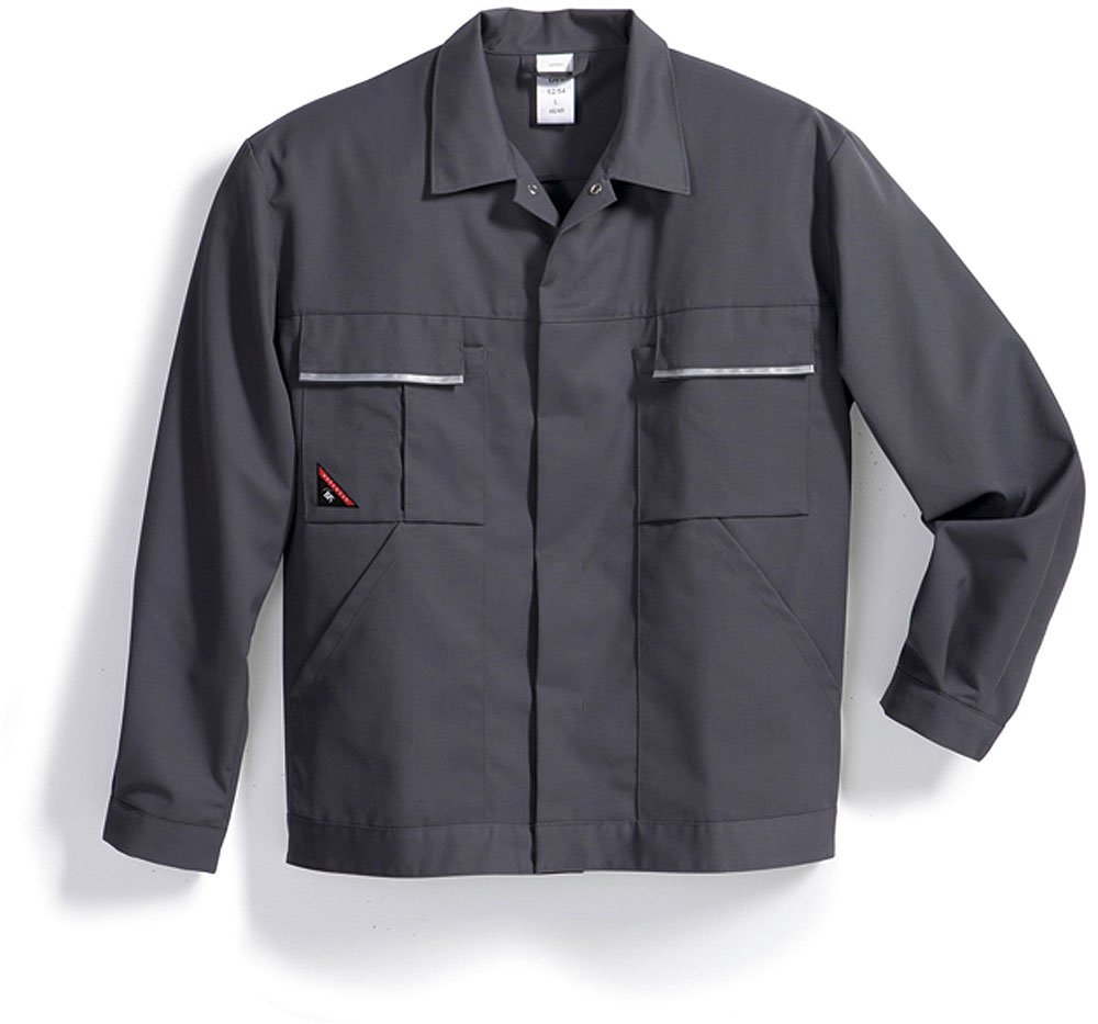 BP 1602-559-53-52/54n, Work jacket, Concealed press-stud band and pockets 245,00 g/m², fabric blend dark grey, 41/43n