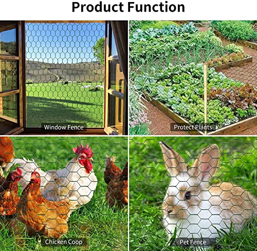 Image of Chicken Wire 13.7 in x 393.7 in Poultry Wire Netting Hexagonal Galvanized Mesh Garden Fence Barrier for Pet Rabbit Chicken Fencing with 100 Pcs Cable Zip Ties(PVC-Coated)