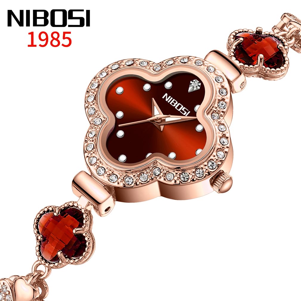 NIBOSI Armbanduhr für Frauen, Armband, Kristall, Diamant, Armreif, Damen, klein, modisch, luxuriös, dünn, wasserdicht, Quarz, Mädchen, Ehefrau, Geschenke, grüne Armbanduhr