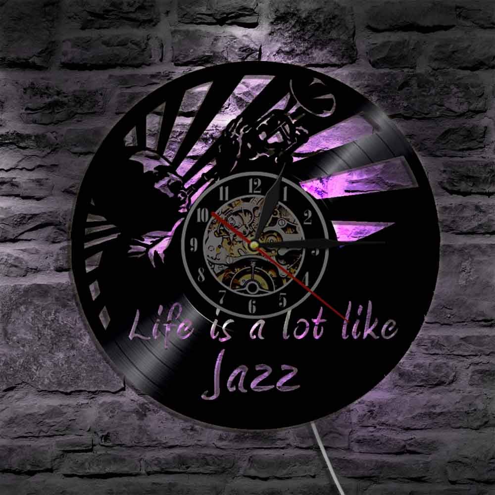 Il jazz è molto simile alla vita Orologio da parete Musica artistica jazz Orologio da disco in vinile Citazioni musicali Arte da parete Regalo per gli amanti del jazz Orologi da parete appesi Regali