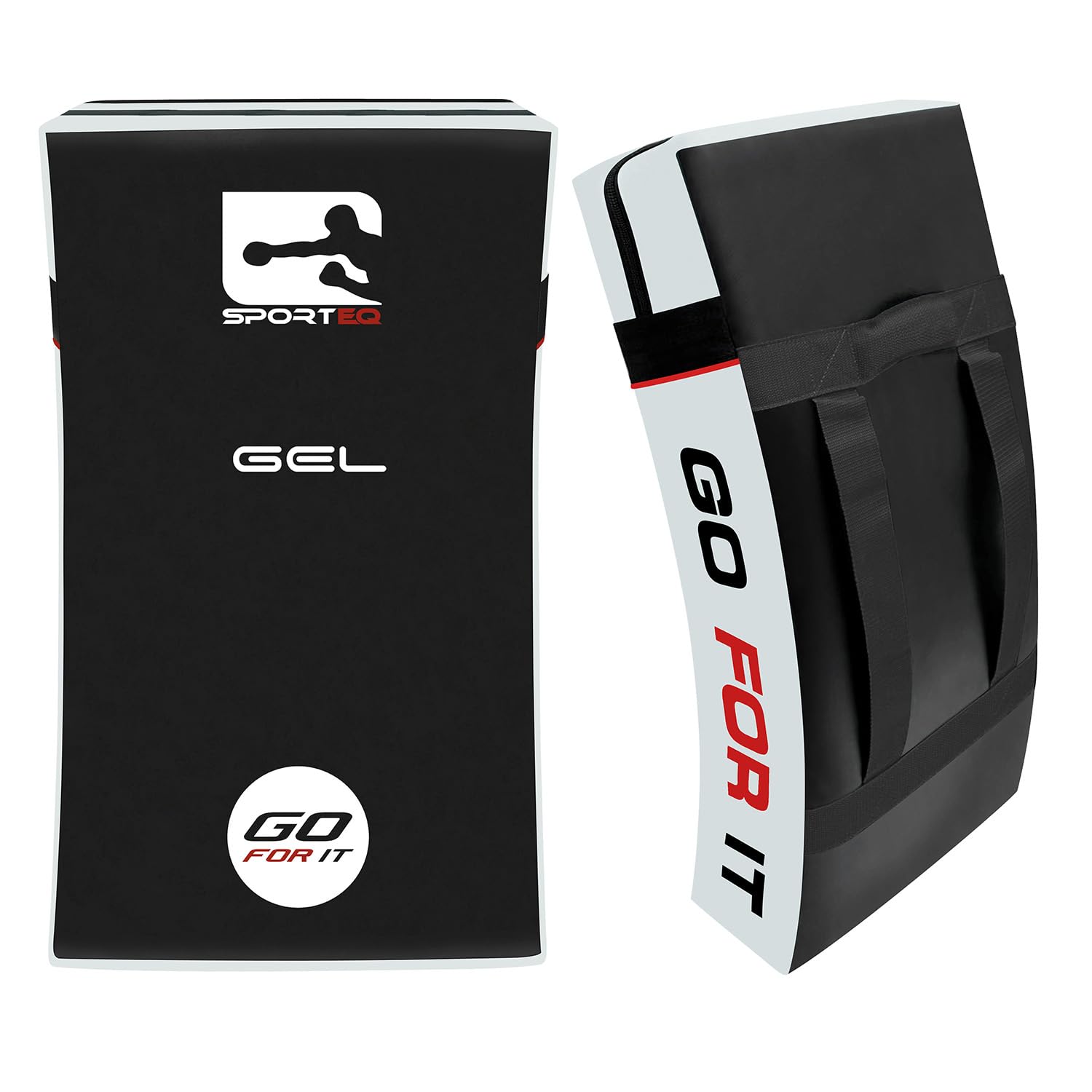 Sporteq Kick Shield Curved Pad | Shock Absorbing Gel Foam Shield For Martial Arts Training, UFC, MMA, Kickboxing and Karate | Heavy Duty PU Outer Cover