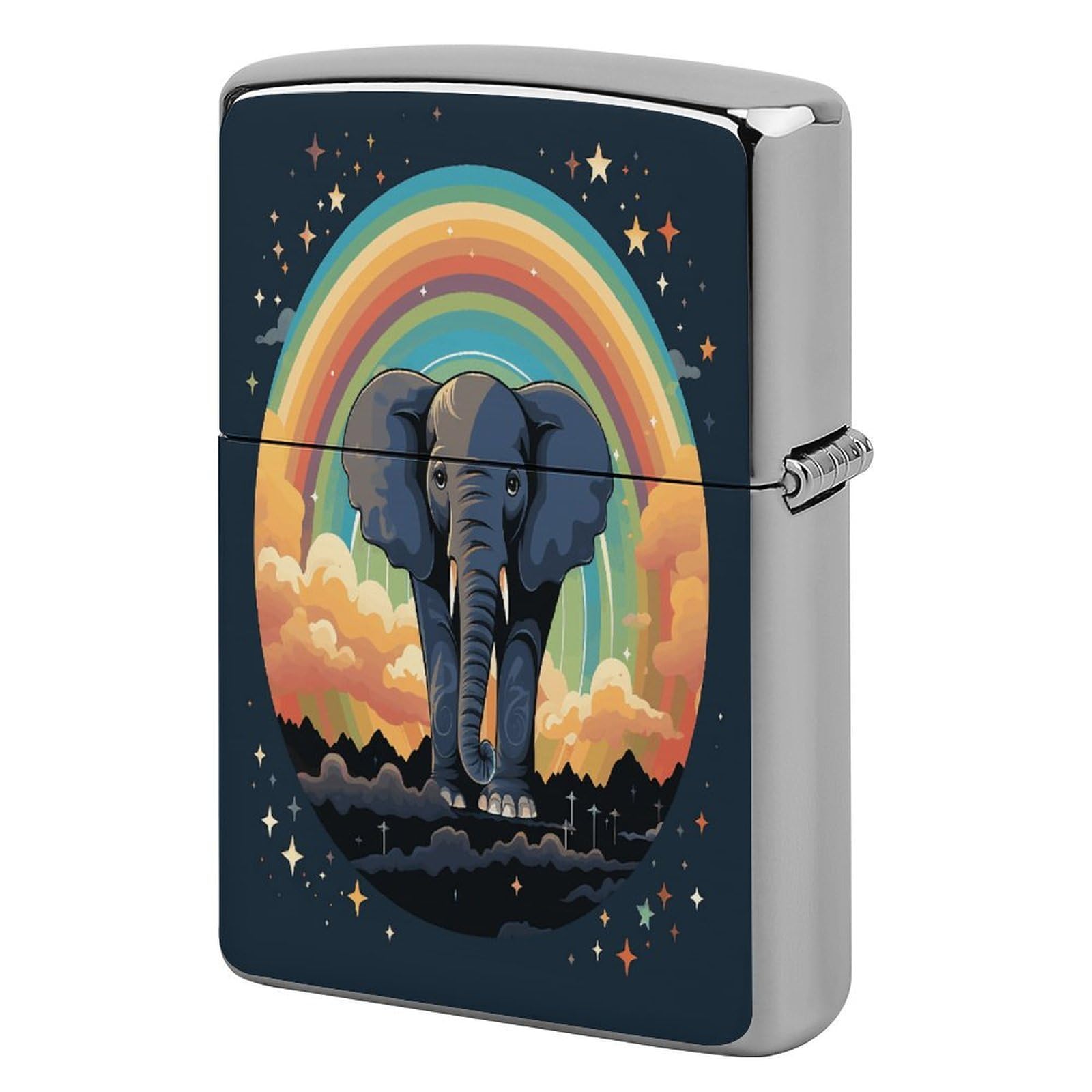 Btcowzrv Style Rainbow Elephant Metal Lighter Case Sleeve Cover Holder