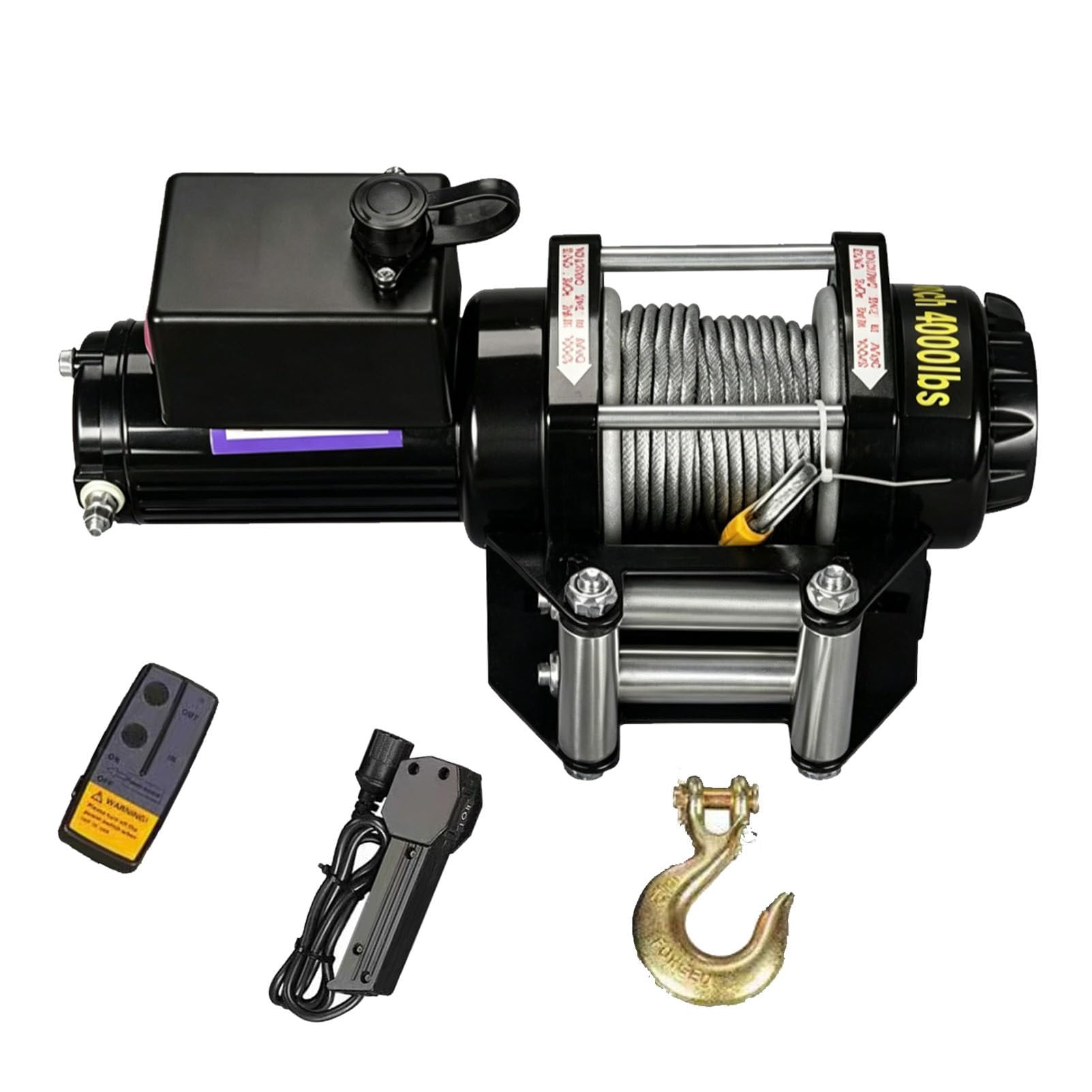 Zowdrix Electric Winch 4500lbs Heavy Duty Off-Road Winch, Steel Cable Towing Winch with Wireless and Wired Remote, for Trailer Recovery 12V-4000lbs