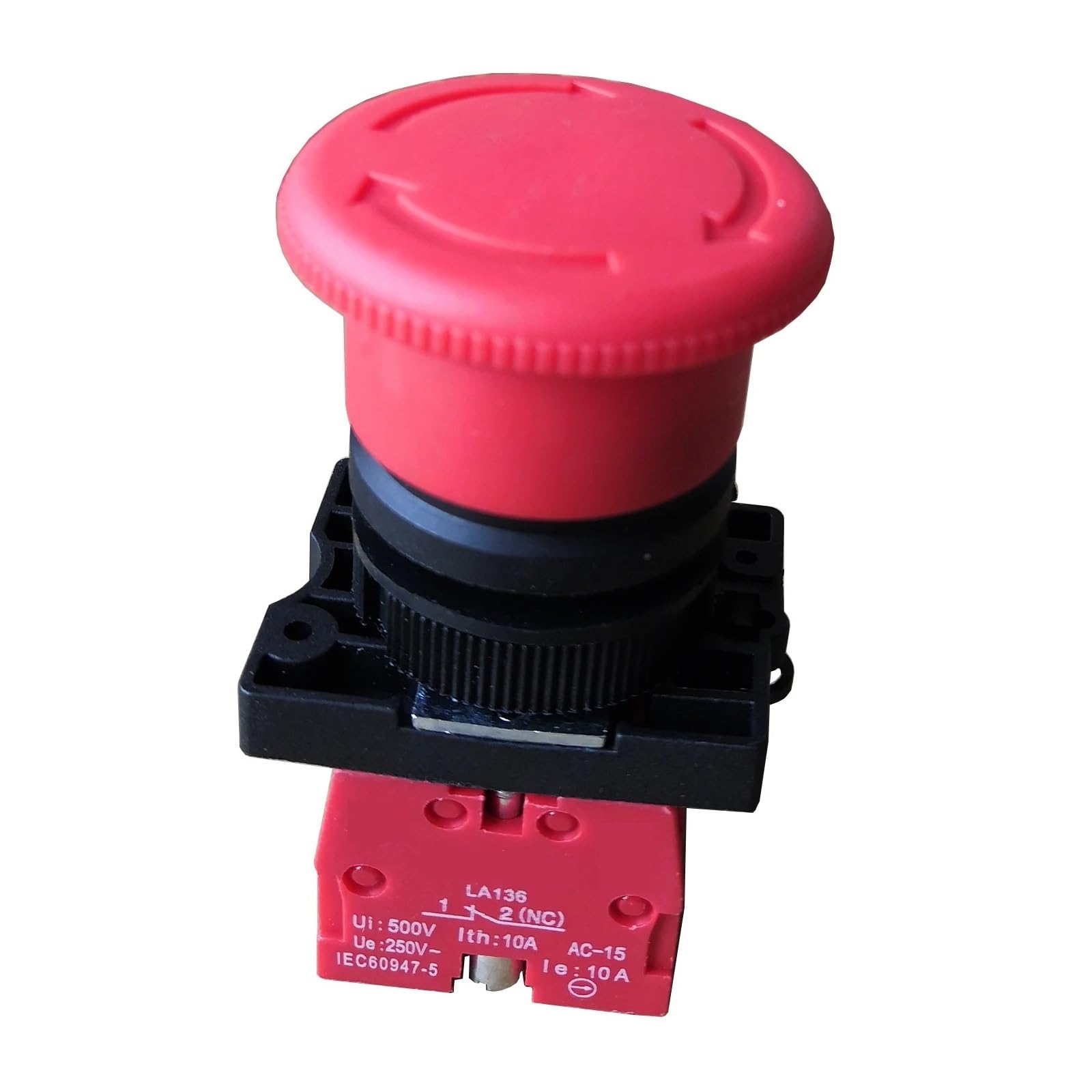VUQLDHAYZ Emergency Stop Switch LA136 500V 10A IP55 NO Emergency Stop Pushbutton Switch Micro-Electric Control Mushroom Rotary Switch for Hoist