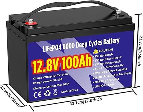 Miniatura 3 de LiFePO4 - Batería de litio de 12 V 100 Ah 31 1280 Wh, protección a baja temperatura mejorada LiFePO4, batería inteligente integrada de 100 A,