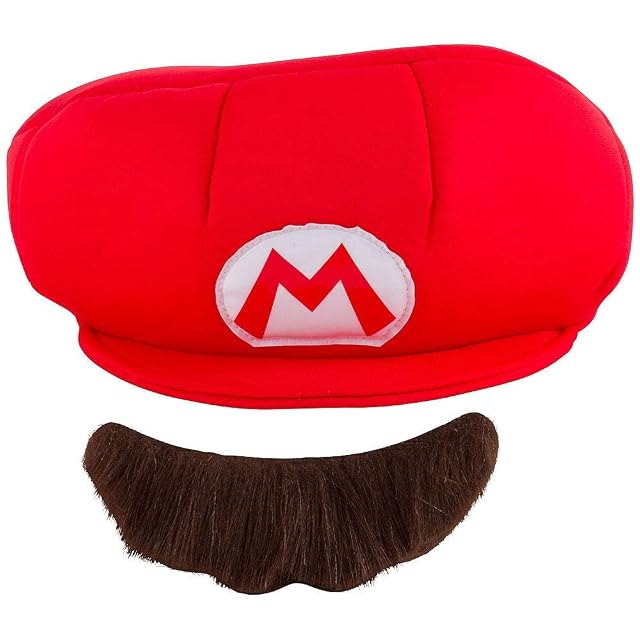 Foto 3 de 4 de Super Mario 13371 - Sombrero y bigote Mario Carnaval para niños, rojo, talla única