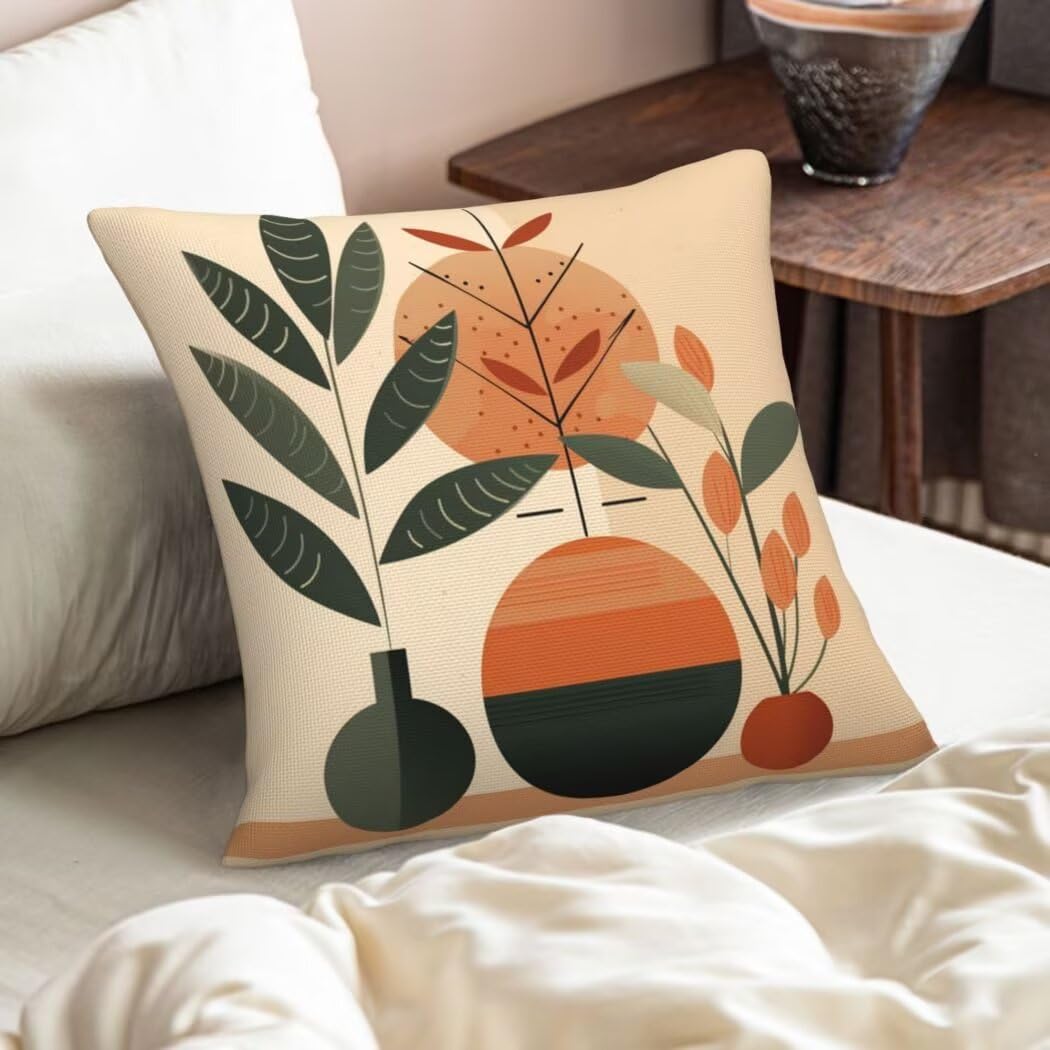 Kissenbezug 50x50 4er Set Leinen Kissenbezüge Vintage Dekorative Sofakissen Zierkissen Botanisch Couchkissen Outdoor Kissen Zierkissenbezüge Deko Kissen für Sofa Schlafzimmer Wohnzimmer Balkon -LI396