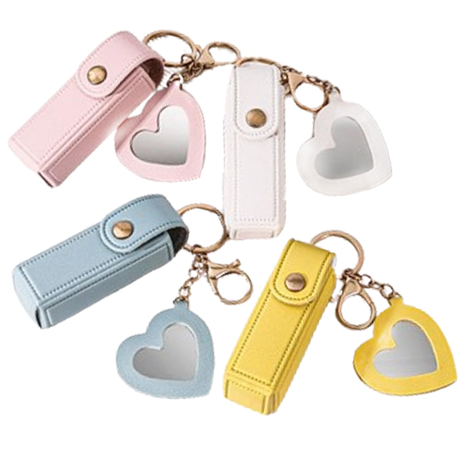 4 Pcs Lip Gloss Holder Keychain Lipstick Case Key Chain Lip Balm Sleeve Pouch Keychain Perfume Case With Mirror Multicolor