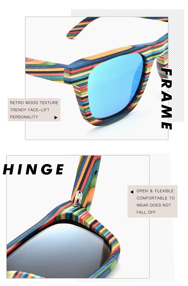 Genérico Gafas De Sol Polarizadas De Madera Hechas A Mano para Mujer, con Protección Uv400, Aptas para La Pesca Y La Conducción, Estuche De Bambú Y Bisagras De Resorte De Acero Inoxidable