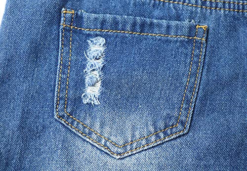 Sitmptol Summer Cute Jumpsuits Gift Overalls for Girls Kids Boyfriend Jeans Ripped Denim Romper 170 Blue S 13-14 Years - Thumbnail 7