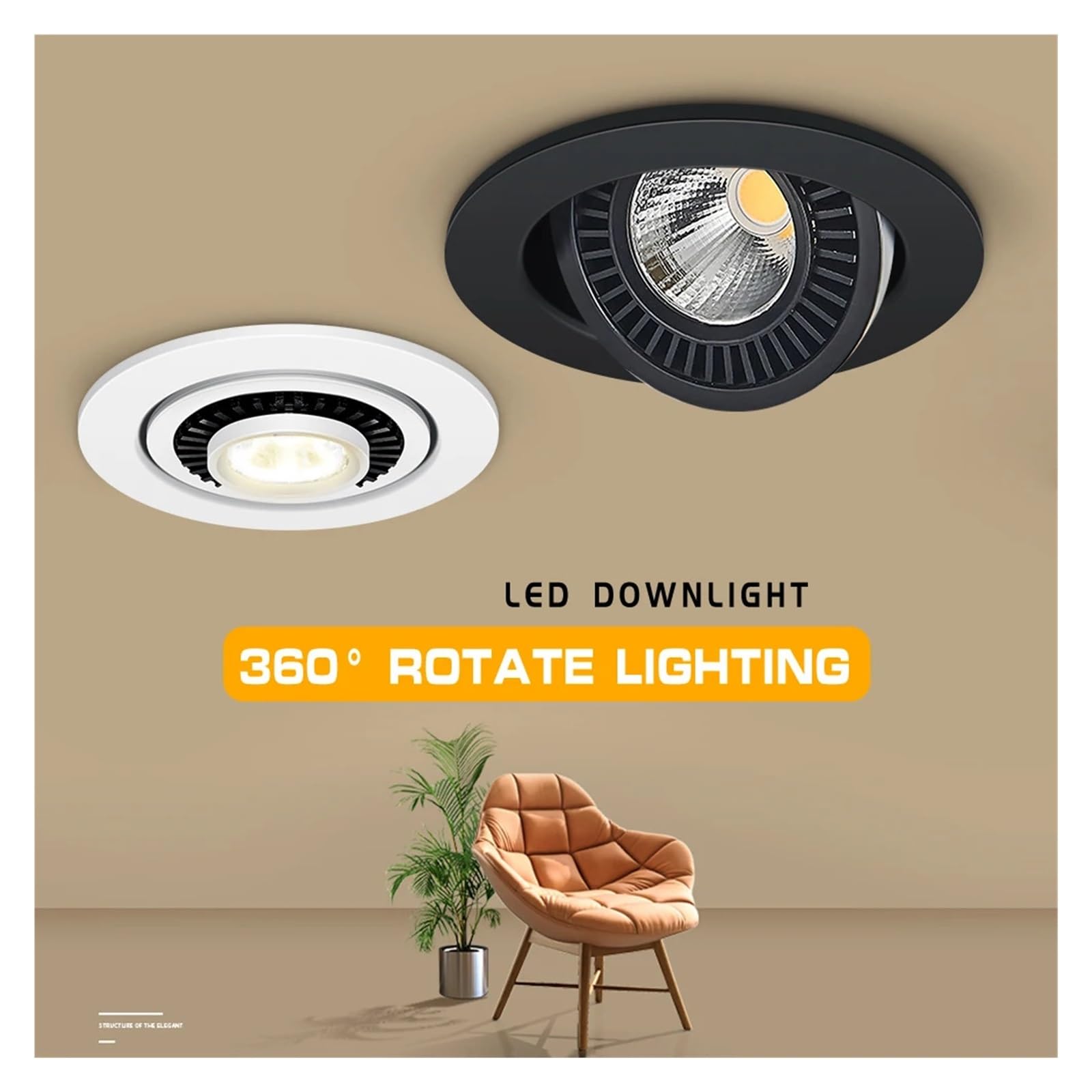 Revive Furniture Focos LED empotrables de techo COB regulables con ángulo ajustable de 360 ​​grados, 5/7/10/12/15/18 W, for el hogar y el dormitorio.(Cold White,B BLACK_10W DIMMA BLE)