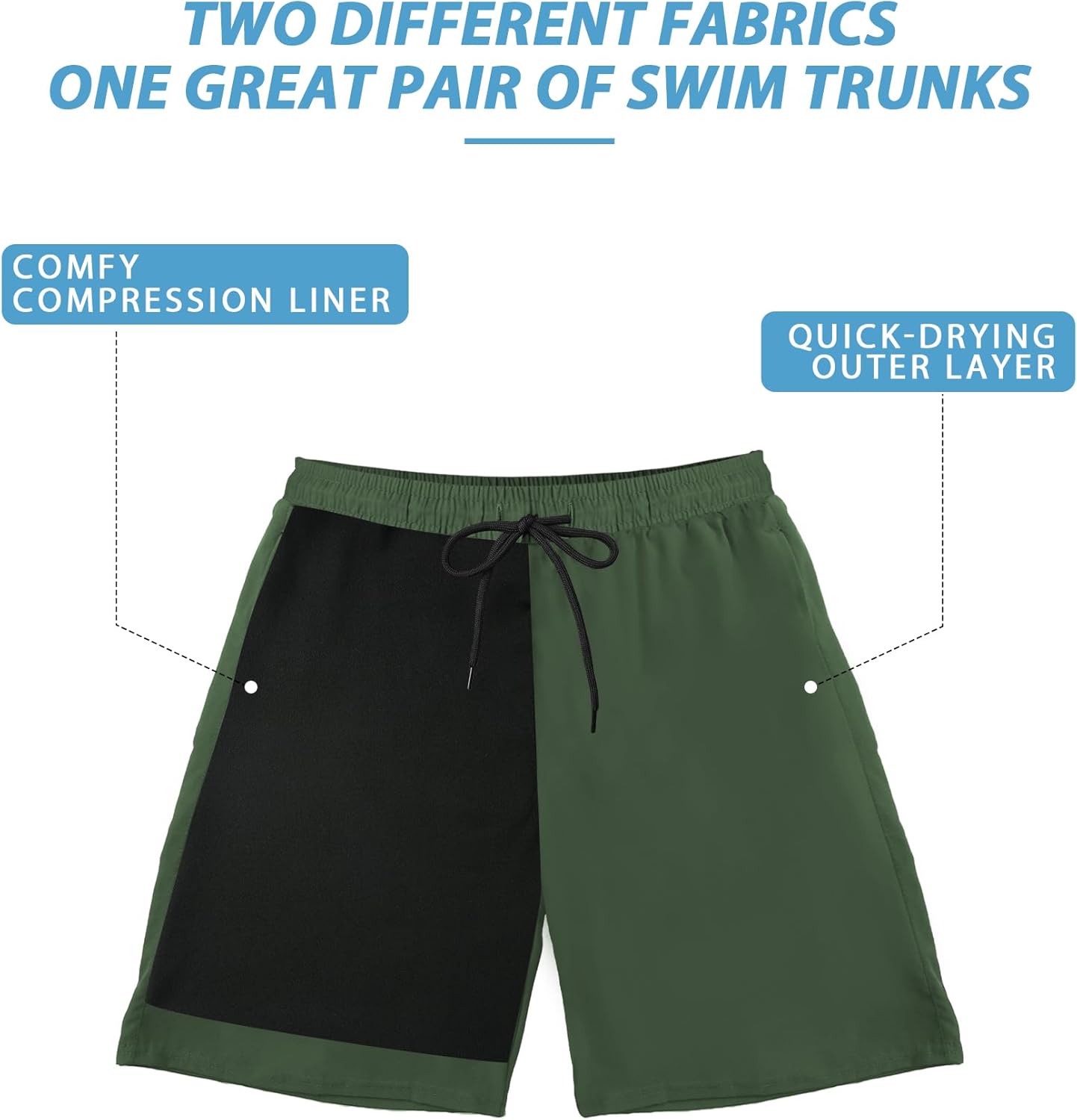 Buauty Mens Swim Trunks with Compression Liner 5 Inch Inseam Quick Dry Swim Shorts Mens Swimsuit Board Shorts with Pockets - Image 5