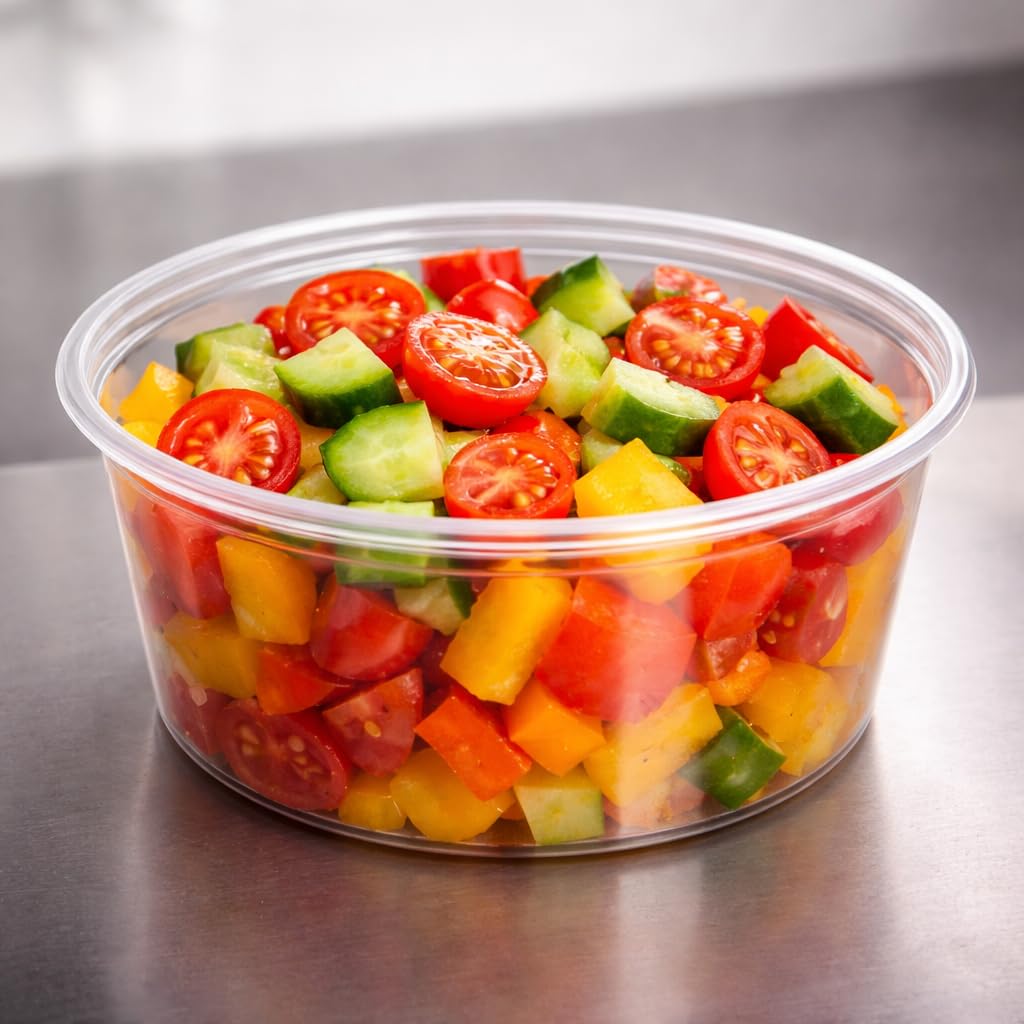 Forceman Clear Round Plastic Takeaway Containers With Lids Stackable - Reusable, Leakproof, Dishwasher & Microwave Safe, Bpa Free Meal Prep Containers (50, 12Oz / 400Ml)