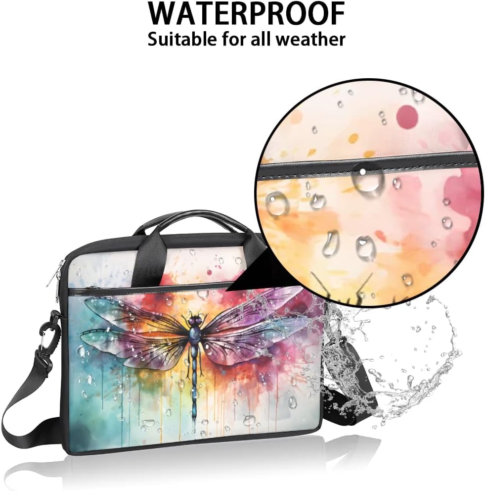 Boho Dragonflies Flowers 15 Inch Laptop Bag Laptop Shoulder Bag Computer Cases for Laptops or Tablets