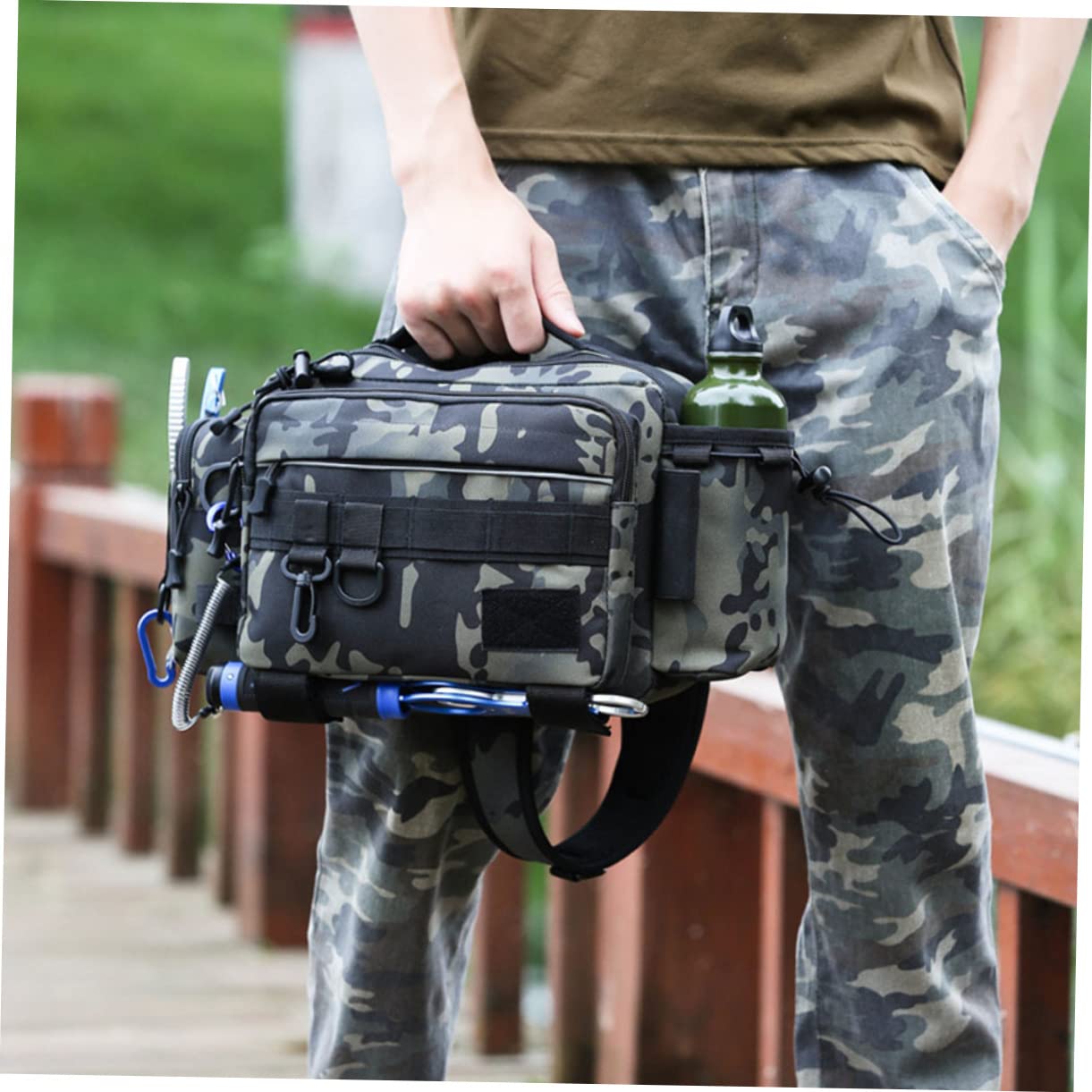 1pieza Bolsa De Pesca De Correa Para Hombro Para Actividades Al Aire Cañas y Accesorios De Pesca Diseño Moderno Camuflaje Nocturno