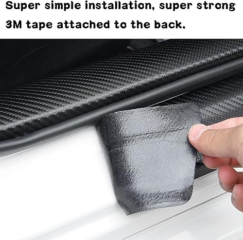 Miniatura 6 de BOYUER 4 piezas de cuero de fibra de carbono para decoración del umbral de la puerta del auto, placa protectora de protección contra rozaduras,