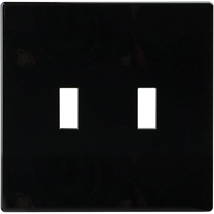 Eaton PJS2BK-SP-L Polycarbonate 2-Gang Screwless Toggle Switch Mid Size Wall Plate, Black
