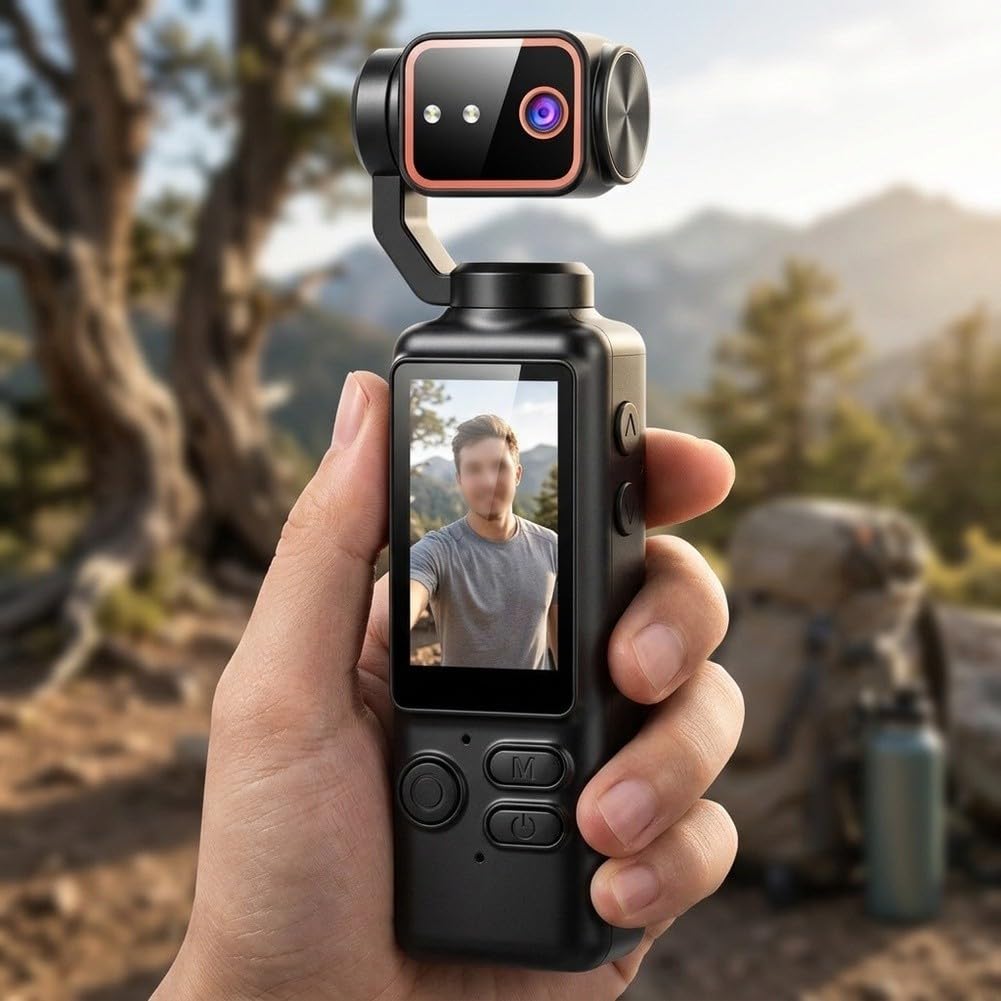 Videocamera portatile 4K con obiettivo flip a 180°