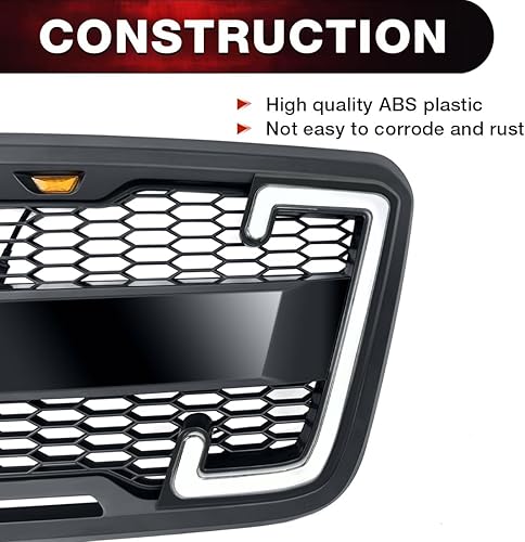 Miniatura 2 de EOMD Front Bumper Grill Compatible with 2004 2005 2006 2007 2008 F150 W/DRL & Turn Signal Lights Matte Black