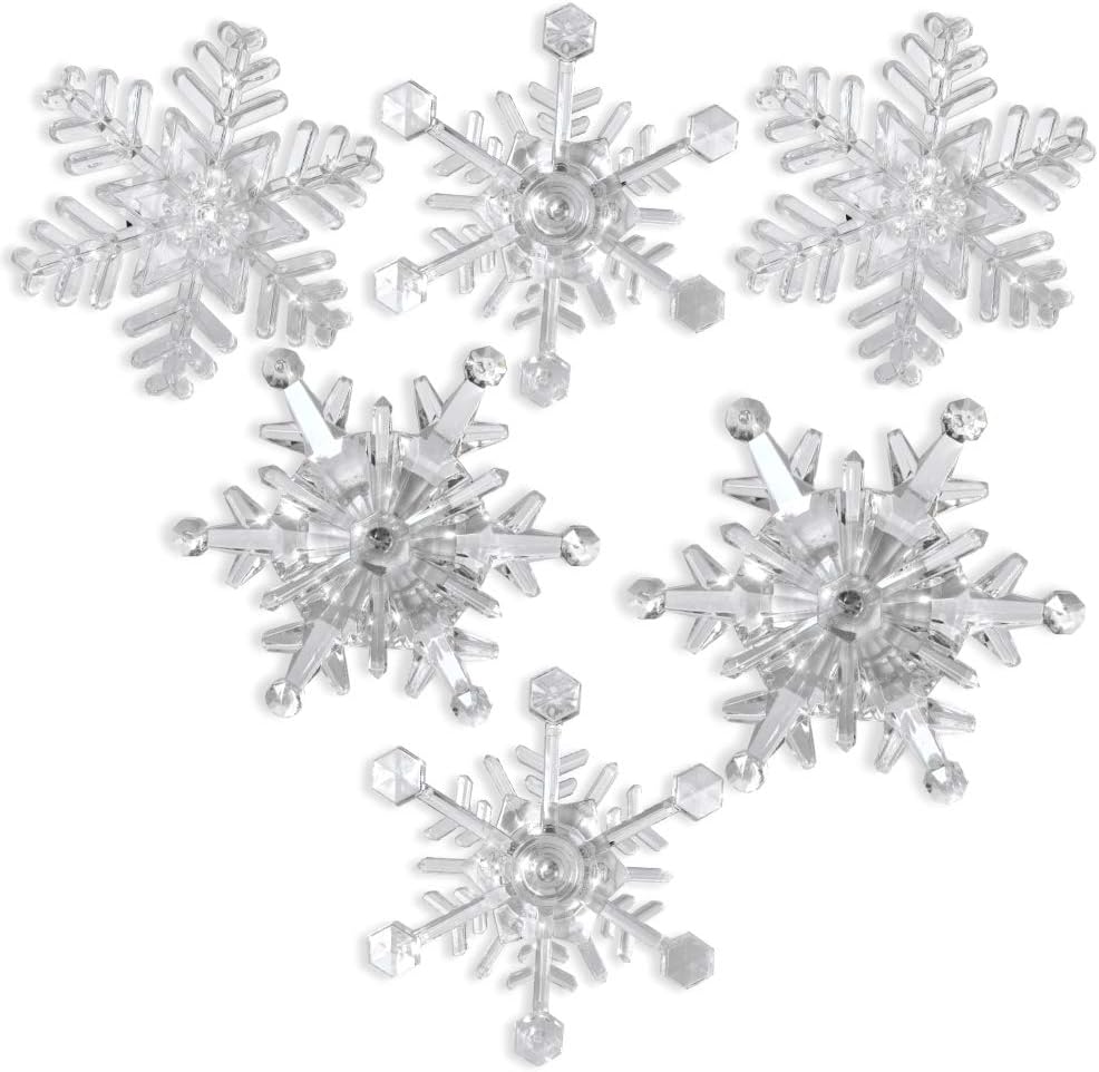 Snowflake Window Lights Pack of Six Suction Cup Acrylic