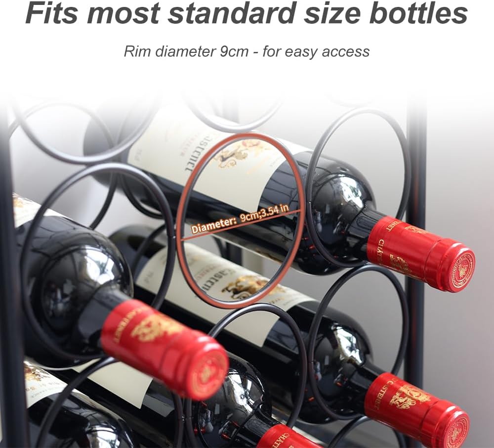 Fancial 23 Bottles of high-Capacity Metal red Wine Rack, Sturdy, Durable, Beautiful, and Generous. Detachable and Adjustable Foot Pads