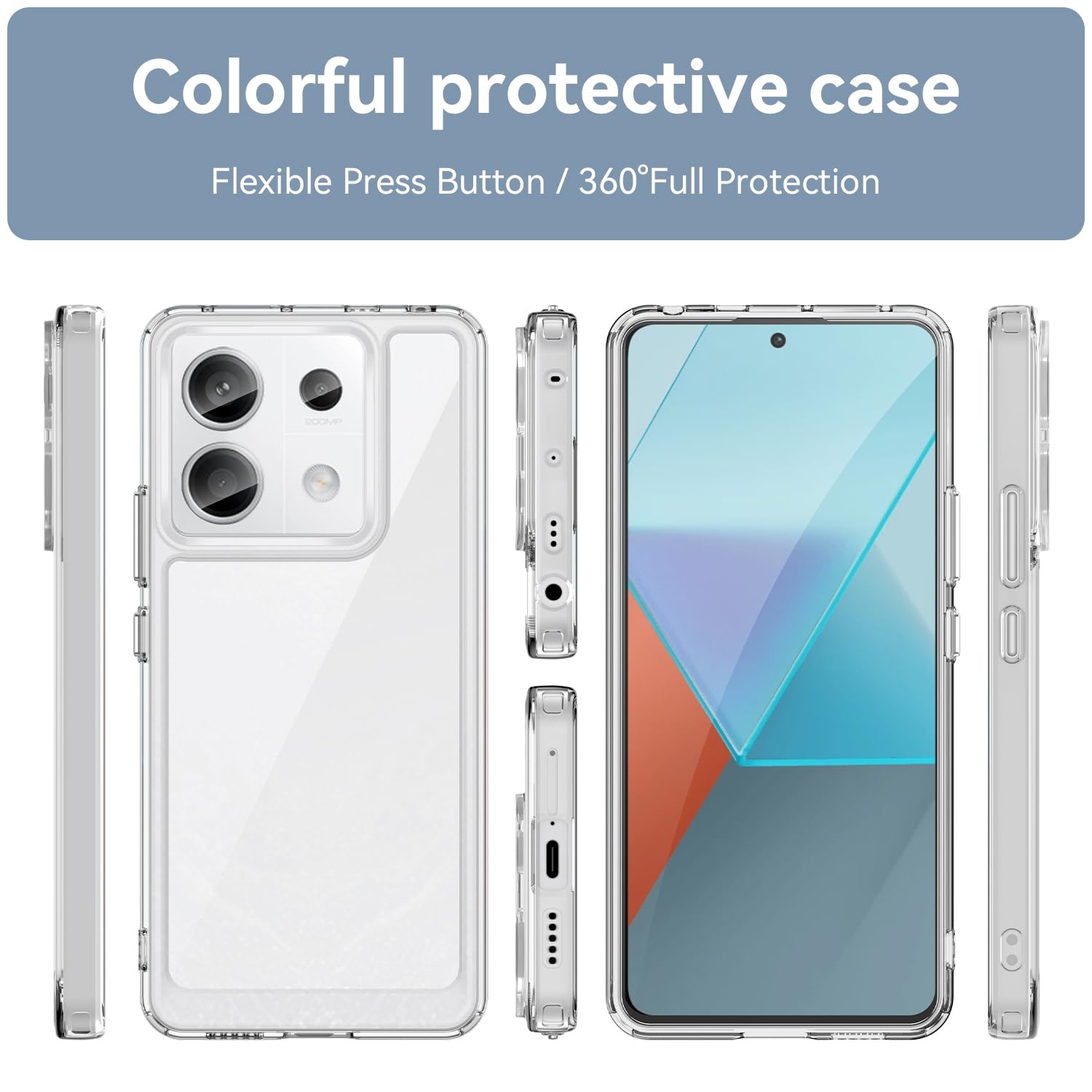 Kapa Unicorn Acrylic Clear Back Cover for Redmi Note 13 Pro (5G) | Slim Shockproof [Military Grade Protection] Hybrid Bumper Case (Clear Sides)