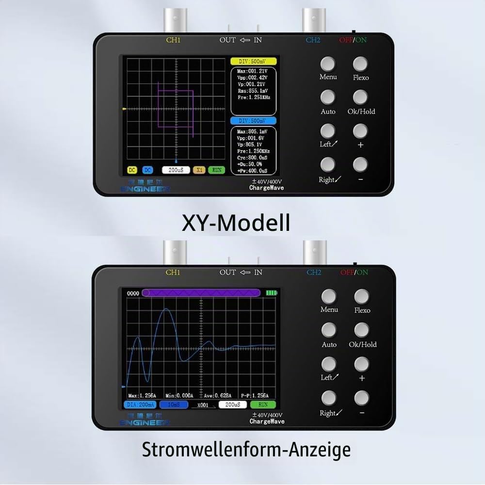 Digitales Oszilloskop, 2-in-1 Oszilloskop und Signalgenerator, 50 Ms/s Professional Handheld oszilloskop 2 kanal Digitaloszilloskop, mit 3,2-Zoll-LCD-Display für Reparatur der Elektronik Automobil
