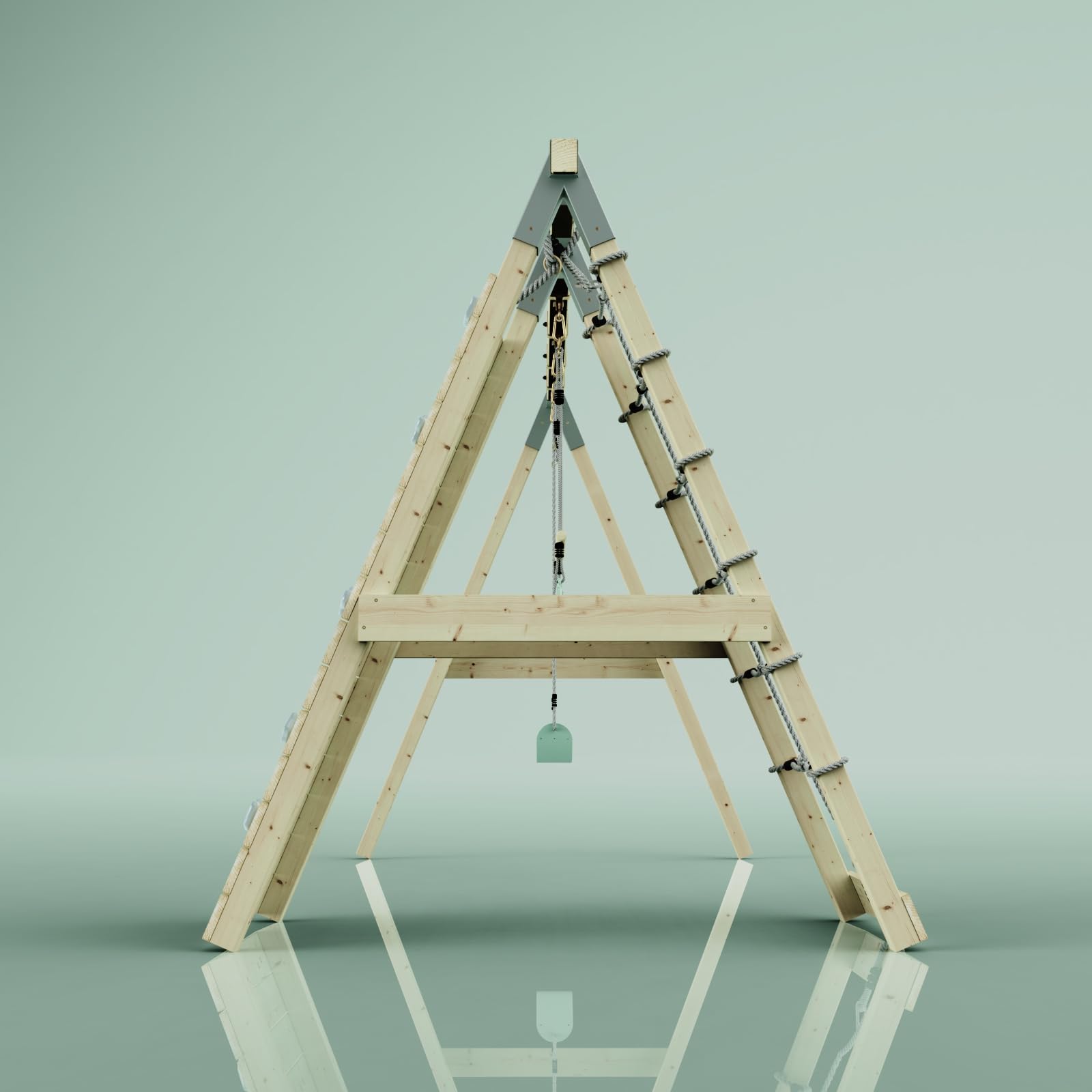PolarPlay Klettergerüst Waschbär aus Holz in Grün