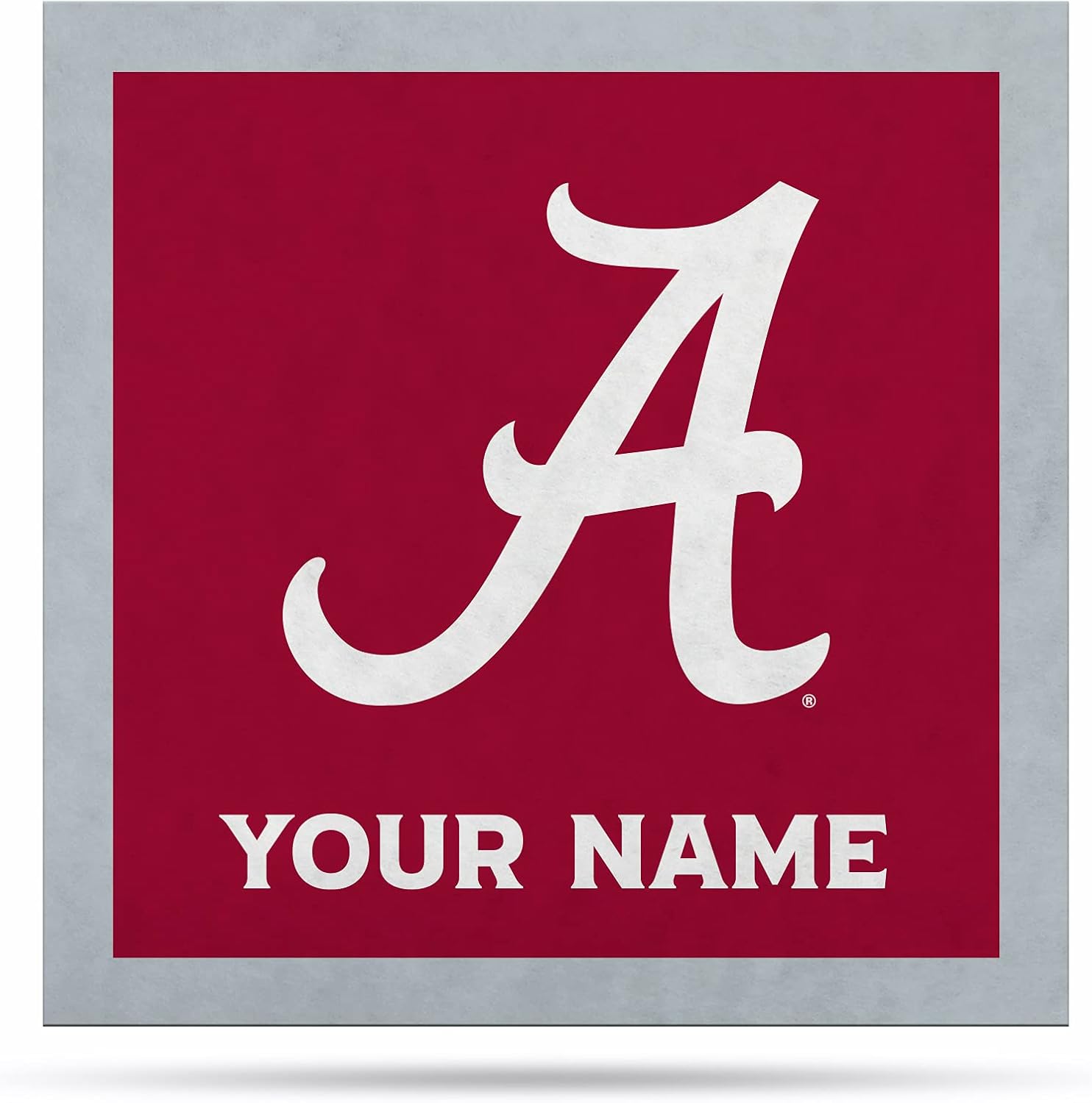 Rico Industries NCAA Alabama Crimson Tide Personalized 23" X 23" Felt Wall Banner - Sports Decor for Man Cave, Game Room, Office & Bedroom - Made in The USA