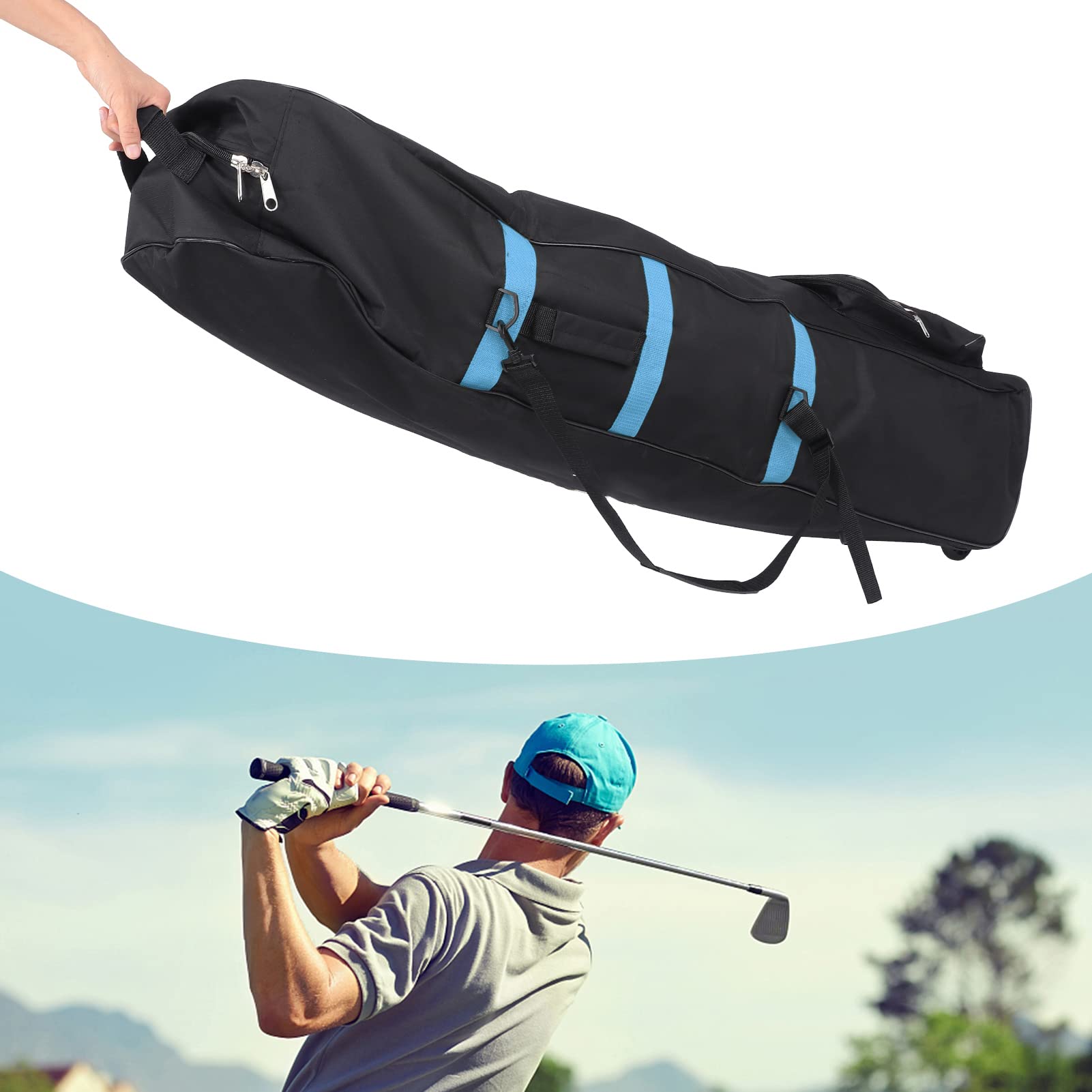 Sac de Voyage de Golf avec Roulettes 600D Oxford Pliable Aviation Bag Club Case
