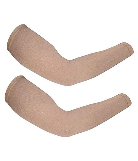 London Paree Sun Protection Cotton Half Hand Gloves For Men/Women Fieldway Arm Sleeves Gym Sports Gloves for Sun Burn Skin Tan Protection SPF Proof UV Block (Beige) SHC07 Set of 2