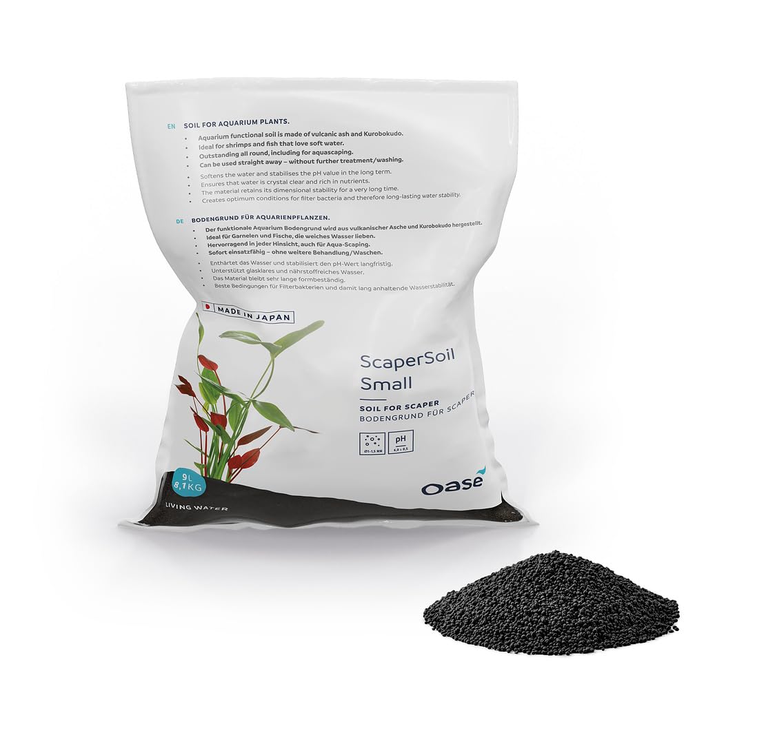 Oase ScaperLine Soil Small Grain Active Aquarium Soil for Live Plants - Ideal for Nutrient Buffering and Nano Tank Designs - 9 Litres (8.1kg) - Black