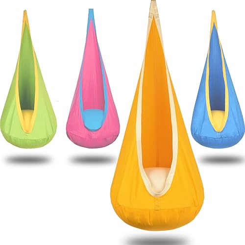 Funny Game - Asiento colgante para niños, hamaca para niños, columpio para interiores y exteriores, capacidad de carga 100% algodón, 170 libras