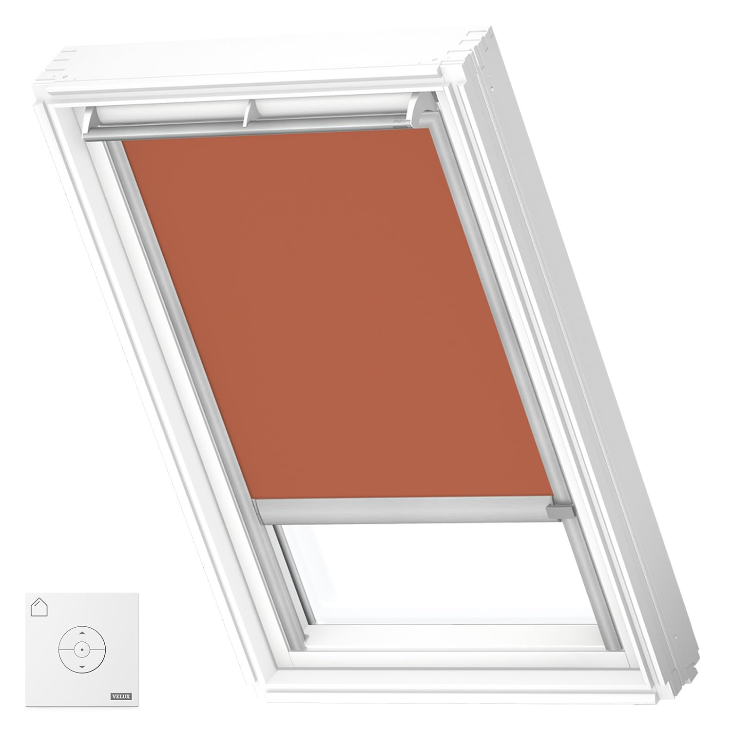 VELUX Original Solar Powered Blackout Roller Blind (DSL), Silver Frame, M08, M38, Orange