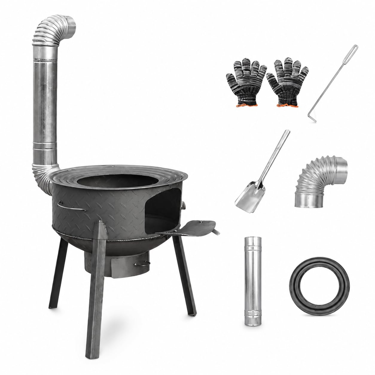 Fornello da Campeggio Portatile, Stufa da Esterno per Avventure e Riscaldamento, Nero, 52 cm